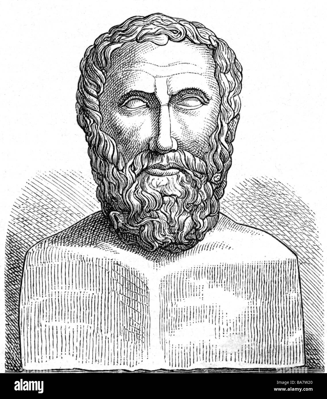 Archilochus, circa 650 BC, Greek author / writer (poet), portrait, wood 