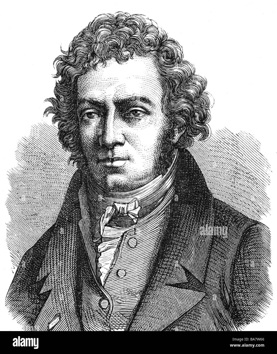 Ampere, Andre, 22.1.1775 - 10.6.1836, French scientist (physicist and mathematician), portrait, wood engraving, 19th century, Stock Photo