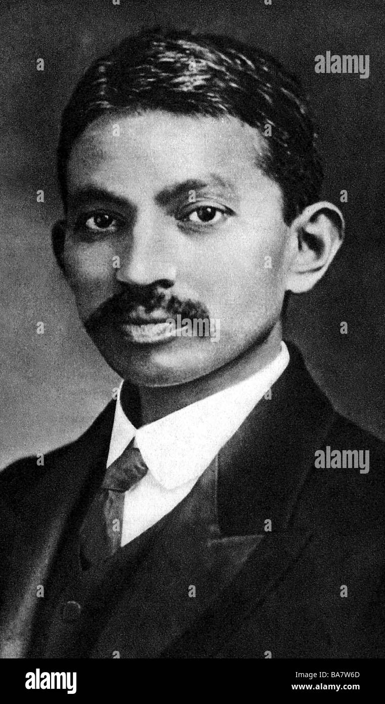 Gandhi, Mohandas Karamchand called Mahatma, 2.10.1869 - 30.1.1948, Indian politician, portrait, as young man, , Stock Photo