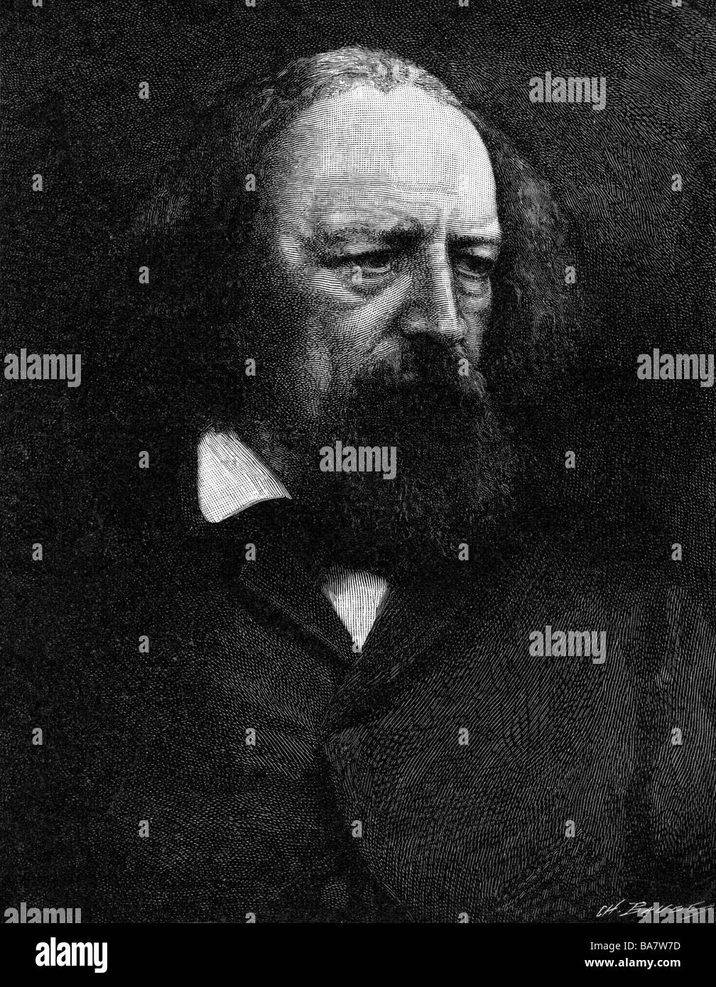 Tennyson, Alfred, 1st Baron, 6.8. 1809 - 6.10.1892, British author / writer, portrait, wood engraving, 19th century, , Stock Photo