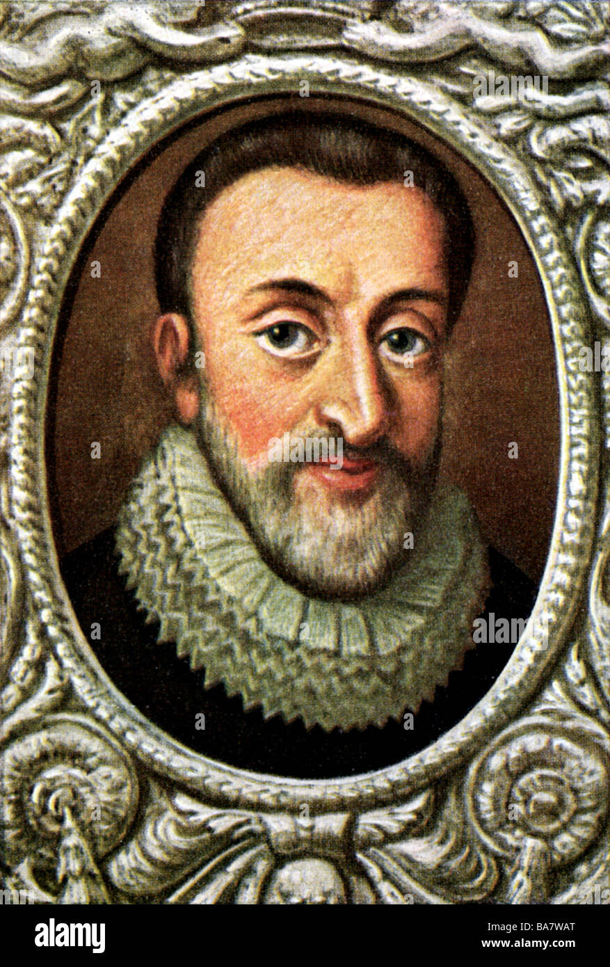 Henry IV, 13.12.1553 - 14.5.1610, King of France 27.2.1594 - 14.5.1610, portrait, print after miniature, 17th century, cigarette card, Germany, 1933, , Stock Photo