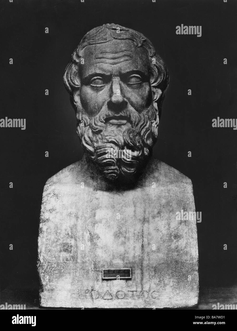 Herodotus, 484 BC - 425 BC, Greek scientist (historian), portrait, Roman copy of bust from 2nd half of 4th century BC, National Museum Naples, Stock Photo