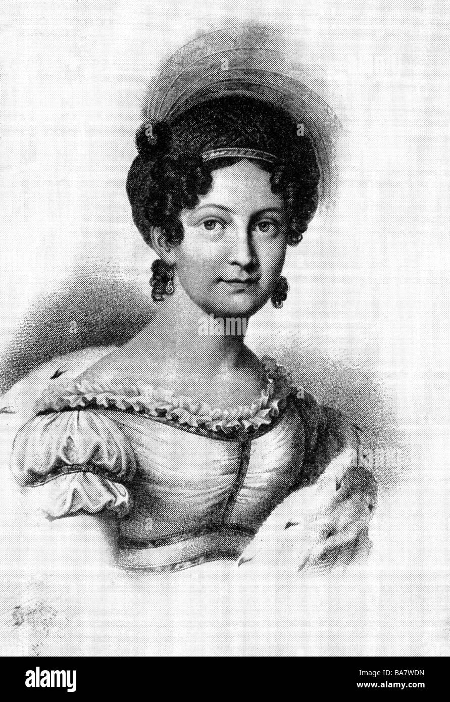 Therese Charlotte, 8.7.1792 - 26.10.1854, Queen Consort of Bavaria 13.10.1825 - 20.3.1848, portrait, lithograph, 19th century, , Stock Photo