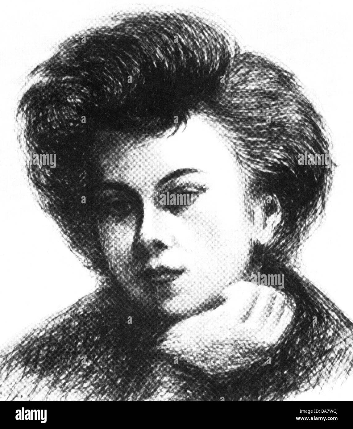Rimbaud, Arthur, 20.10.1854 - 10.11.1891, French poet, portrait, sketch by Gorvel (1866 - 1938), , Stock Photo