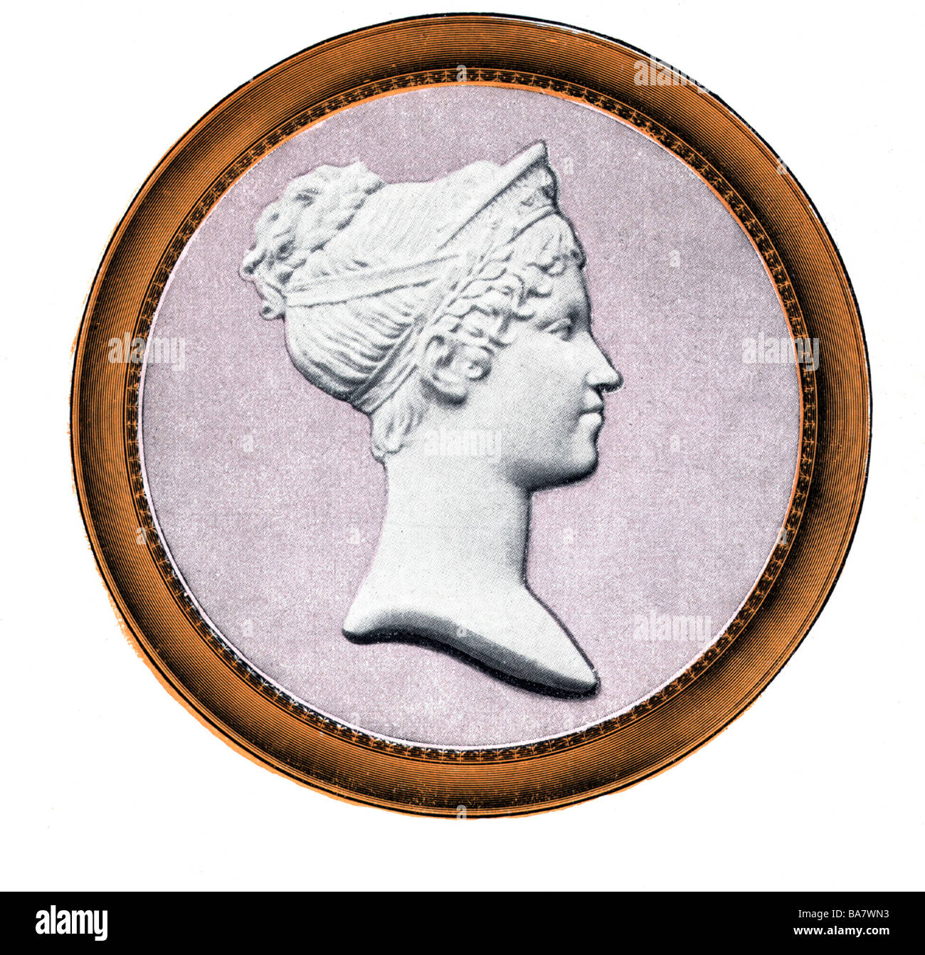 Marie Louise, 12.12.1791 - 12.12.1847, Empress Consort of France 2.4.1810 - 6.4.1814, portrait, print after porcelain relief, Sevres manufactory, circa 1810, , Stock Photo