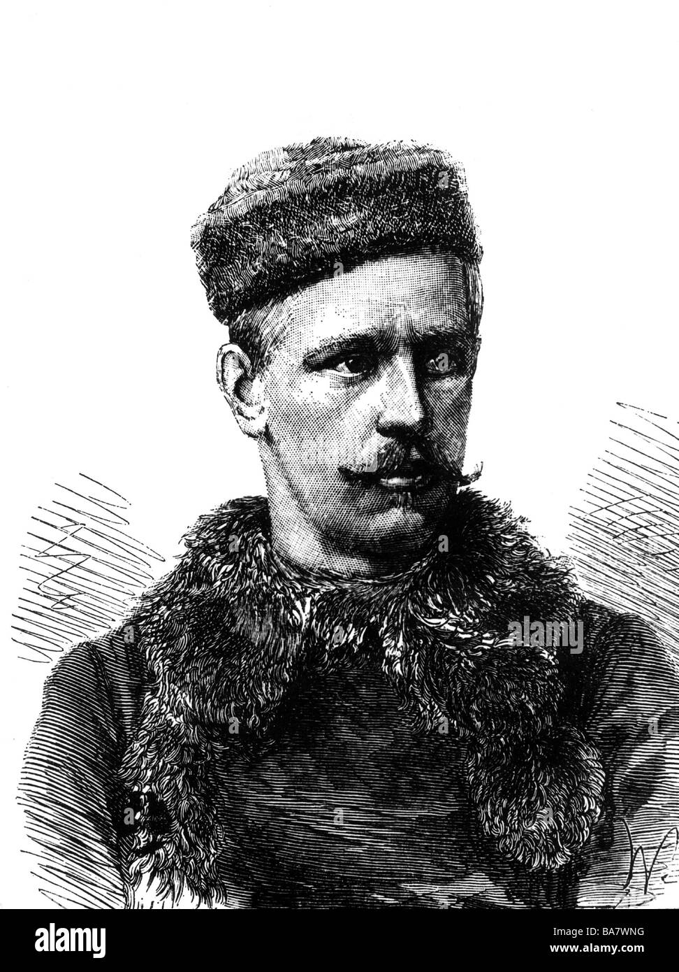 Nansen, Fridtjof, 10.10.1861 - 13.5.1930, Norwegian Polar explorer, scientist, portrait, wood engraving, 1888, Stock Photo