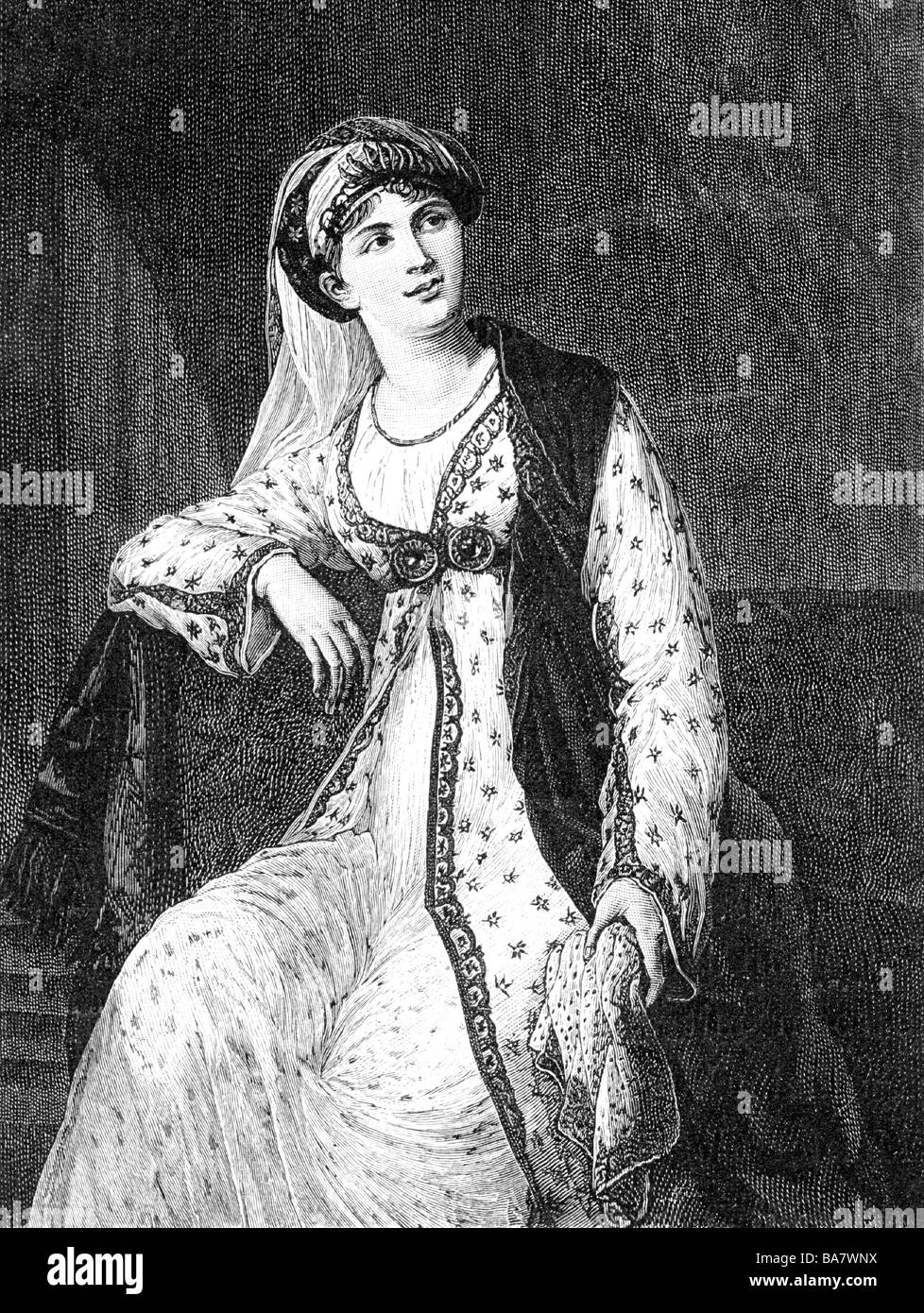 Grassini, Giuseppina, 1773 - 1850, Italian actress, half length, wood engraving after painting by Marie-Louise-Elizabeth Vigee-Lebrun (1755 - 1842), Avignon, Stock Photo