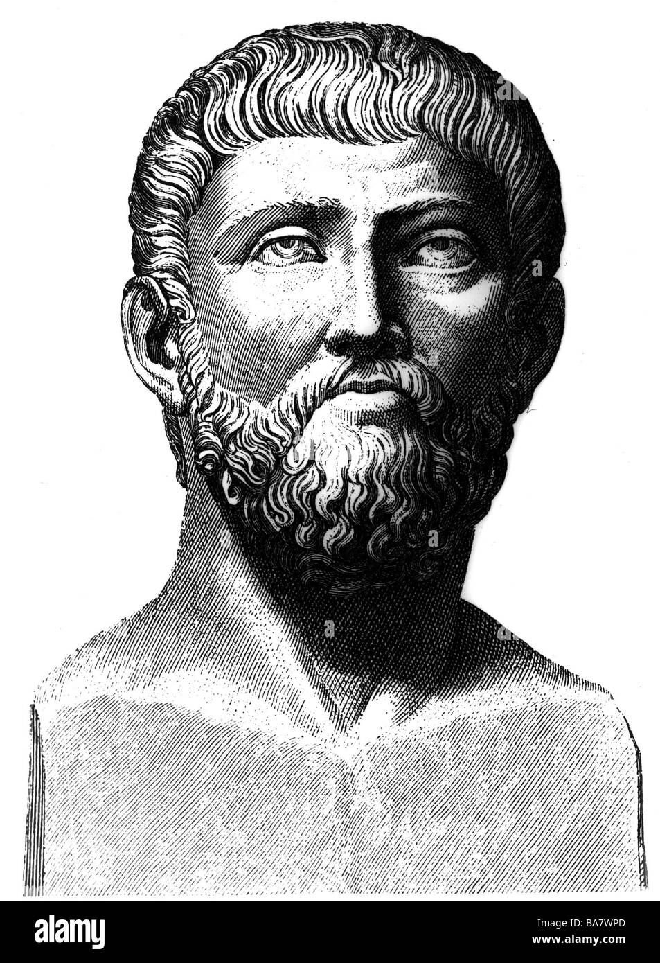 Alcibiades, circa 450 - 404 BC, Athenian politician and general, portrait, engraving after ancient bust, 19th century, Stock Photo