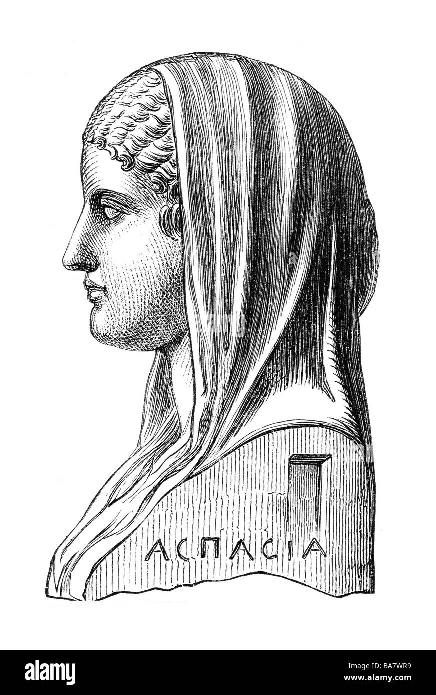 Aspasia, circa 470 BC - circa 400 BC, Greek philosopher, portrait, wood engraving, 19th century, Stock Photo