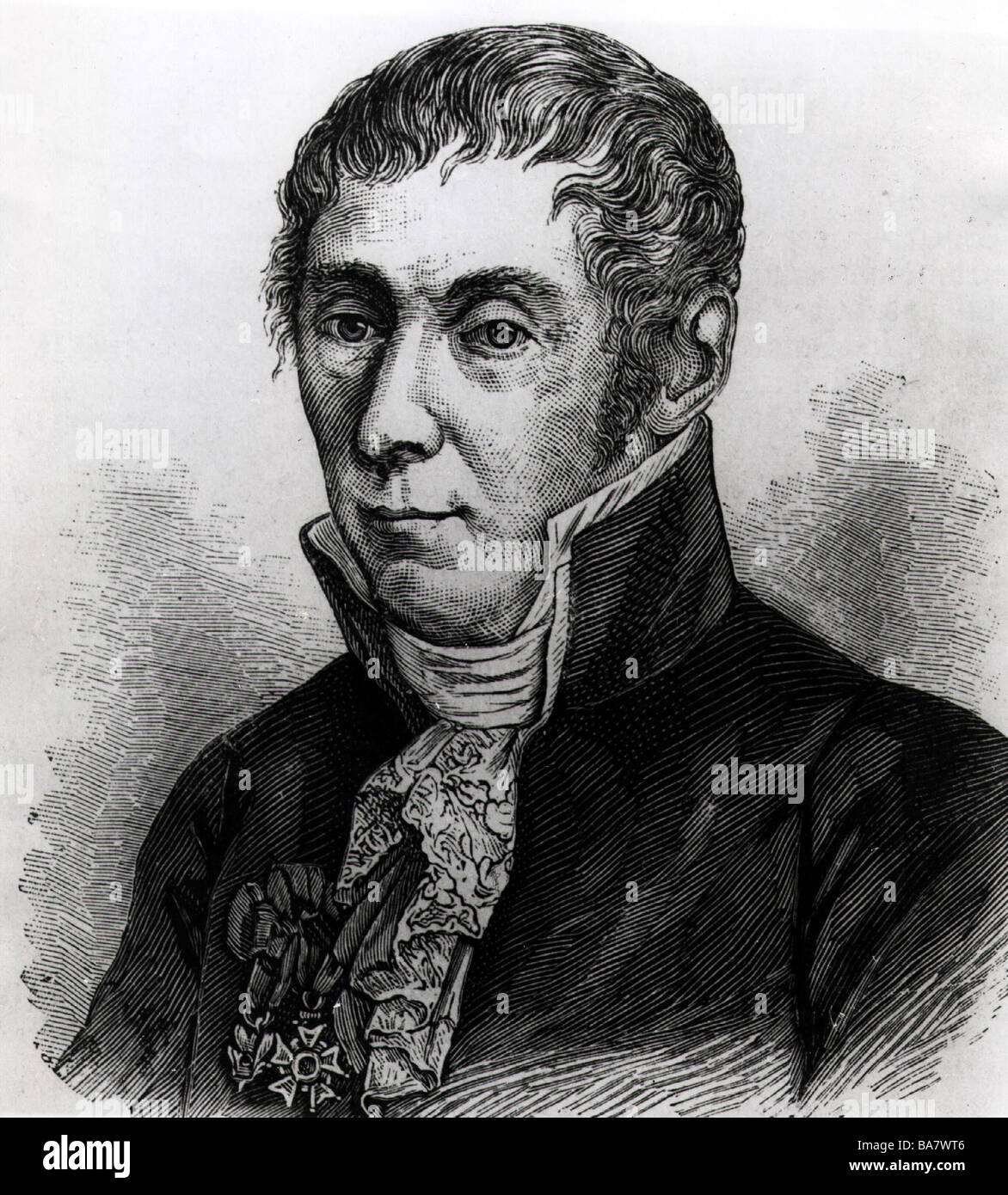 Volta, Alessandro, Graf, 18.2.1745 - 5.3.1827, Italian physicist, portrait, wood engraving, 19th century, Stock Photo