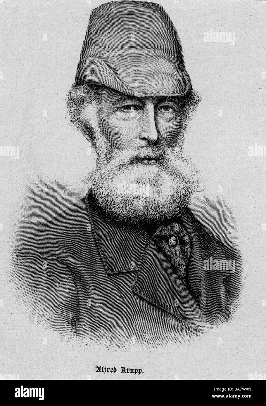 Krupp, Alfred, 11.4.1812 - 14 7.1887, German industrialist, portrait, wood engraving, Stock Photo