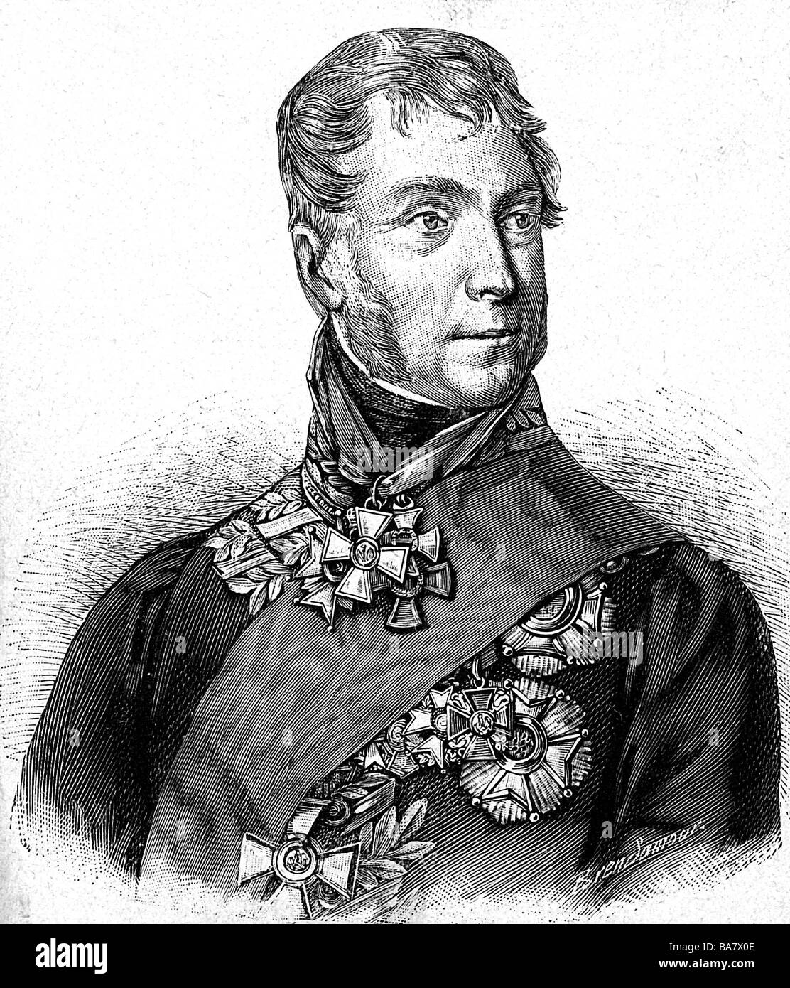 Wrede, Karl Philipp von 29.4.1767 - 12.12.1838, Bavarian general, portrait, steel engraving by C. E. Weber, circa 1814, , Artist's Copyright has not to be cleared Stock Photo