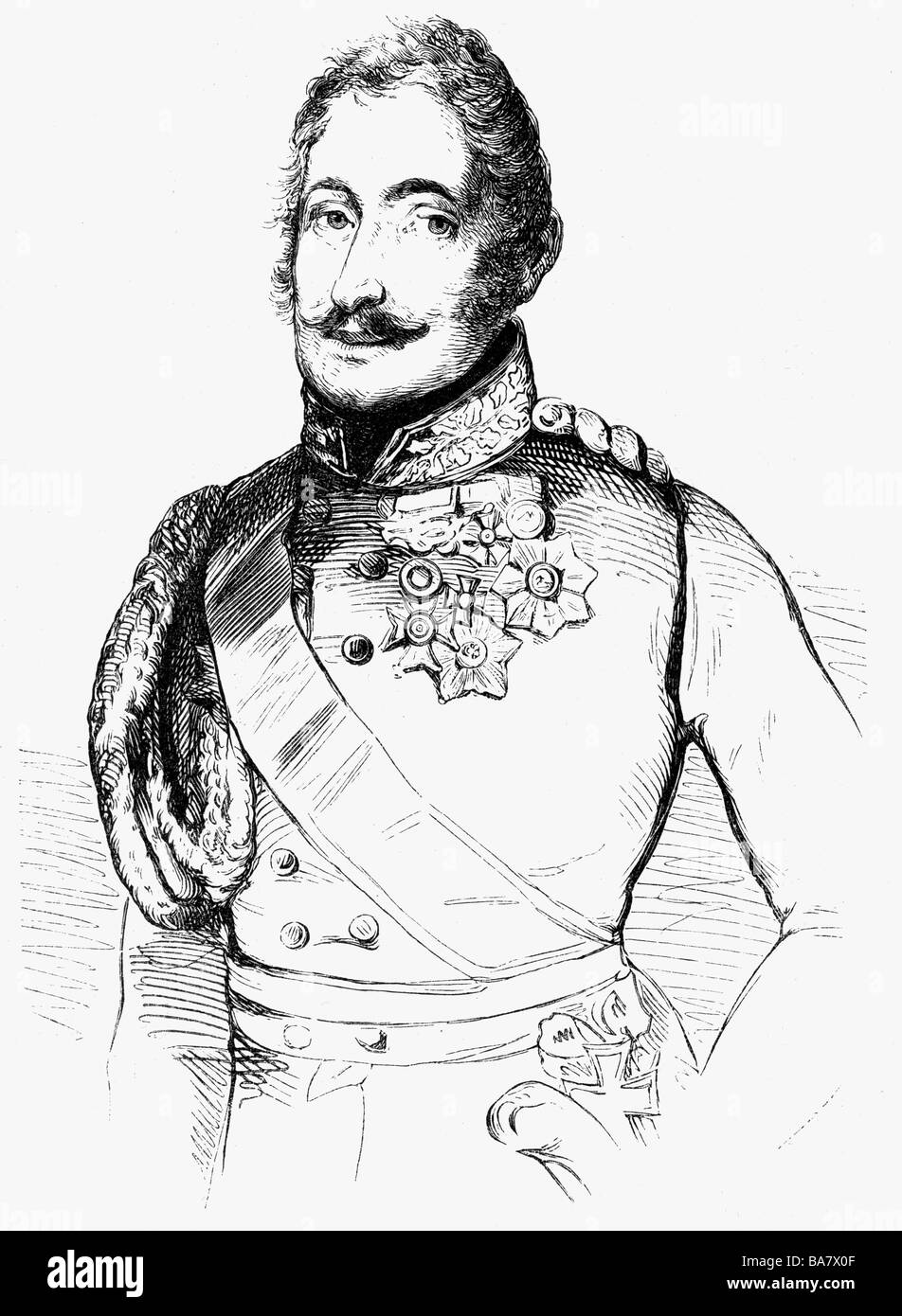 Halkett, Hugh, 30.8.1783 - 26.7.1863, British general, half length, wood engraving, 19th century, , Stock Photo