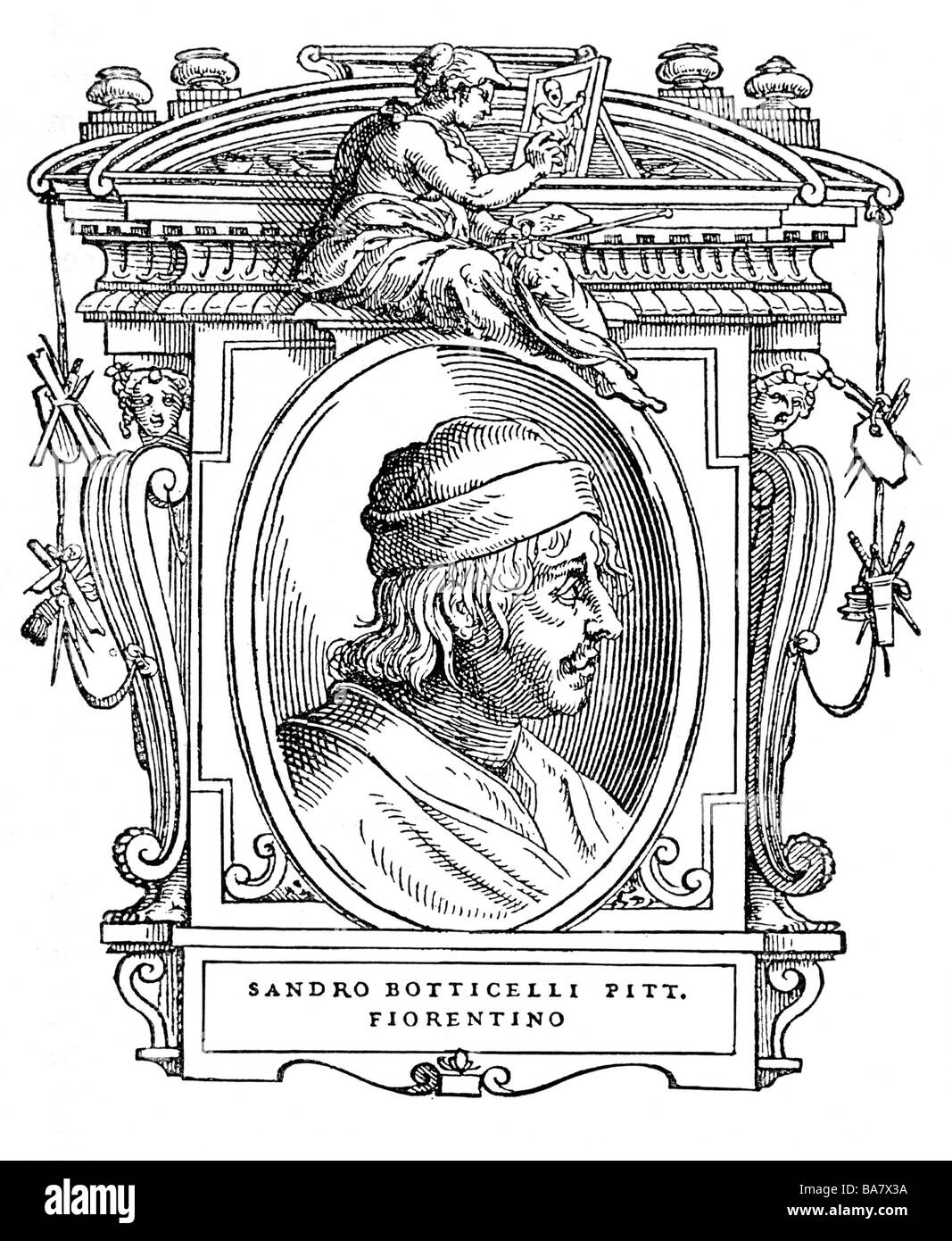 Botticelli, Sandro, 1.3.1445 - 17.5.1510, Italian artist (painter), portrait, later engraving, Stock Photo