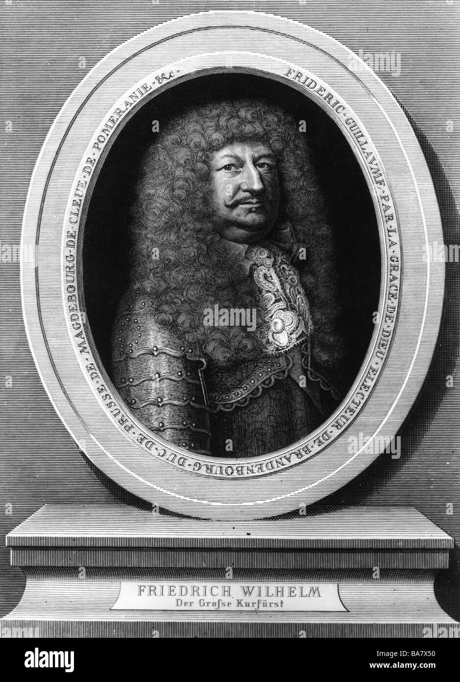 Frederick William, 16.2.1620 - 9.7.1688, 'Great Elector' of Brandenburg 1.12.1640 - 9.5.1688, portrait, copper engraving by Anton Masson, 1683, , Artist's Copyright has not to be cleared Stock Photo