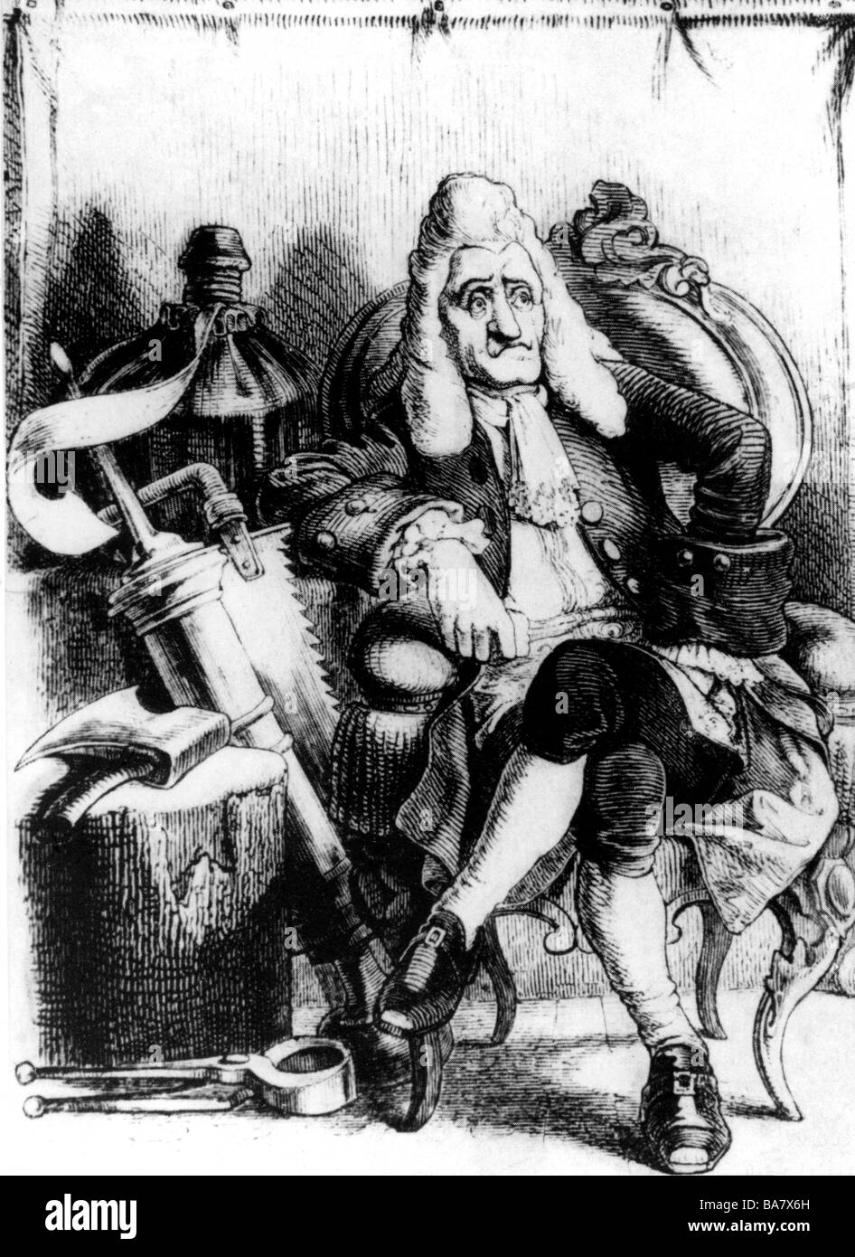 Eisenbart, Johann Andreas, 27.3.1661 - 11.11.1727, German medical doctor, caricature, lithograph by Freidrich Michael Heil, Stock Photo