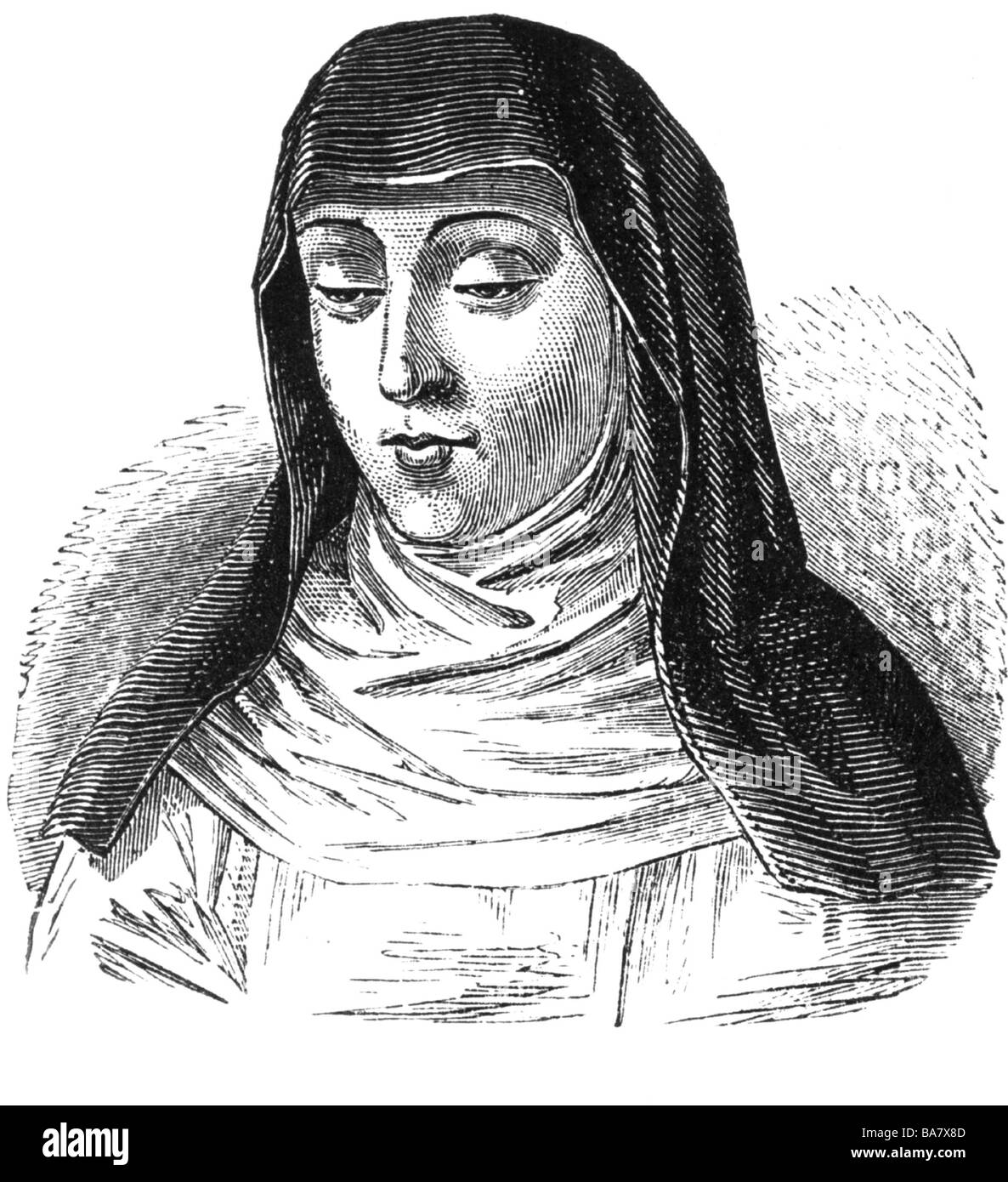 Therese de Lisieux (The Little Flower of Jesus), 2.1.1873 - 30.9.1897, French saint, Virgin and Doctor of the Church, portrait, wood engraving, 19th century, Stock Photo