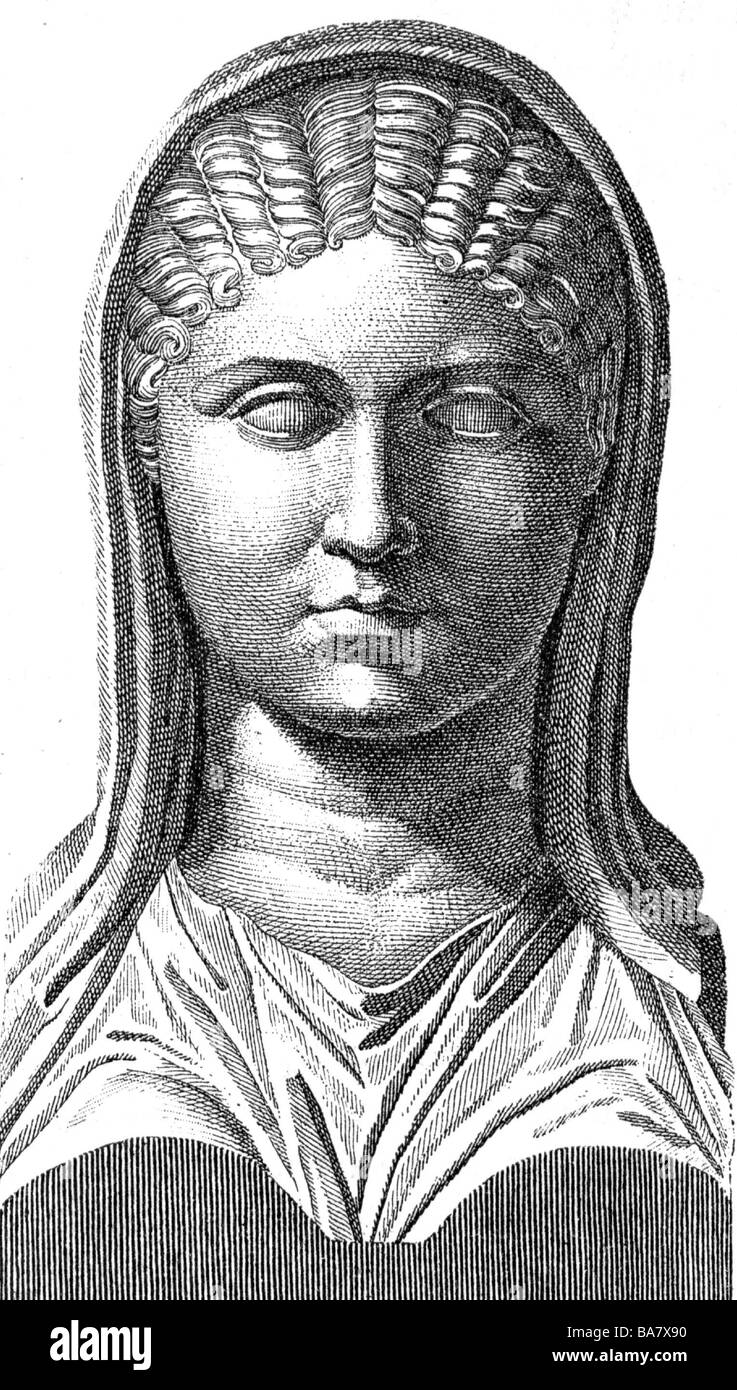 Aspasia, circa 470 BC - circa 400 BC, Greek philosopher, portrait, wood engraving, 19th century, after ancient bust, Stock Photo