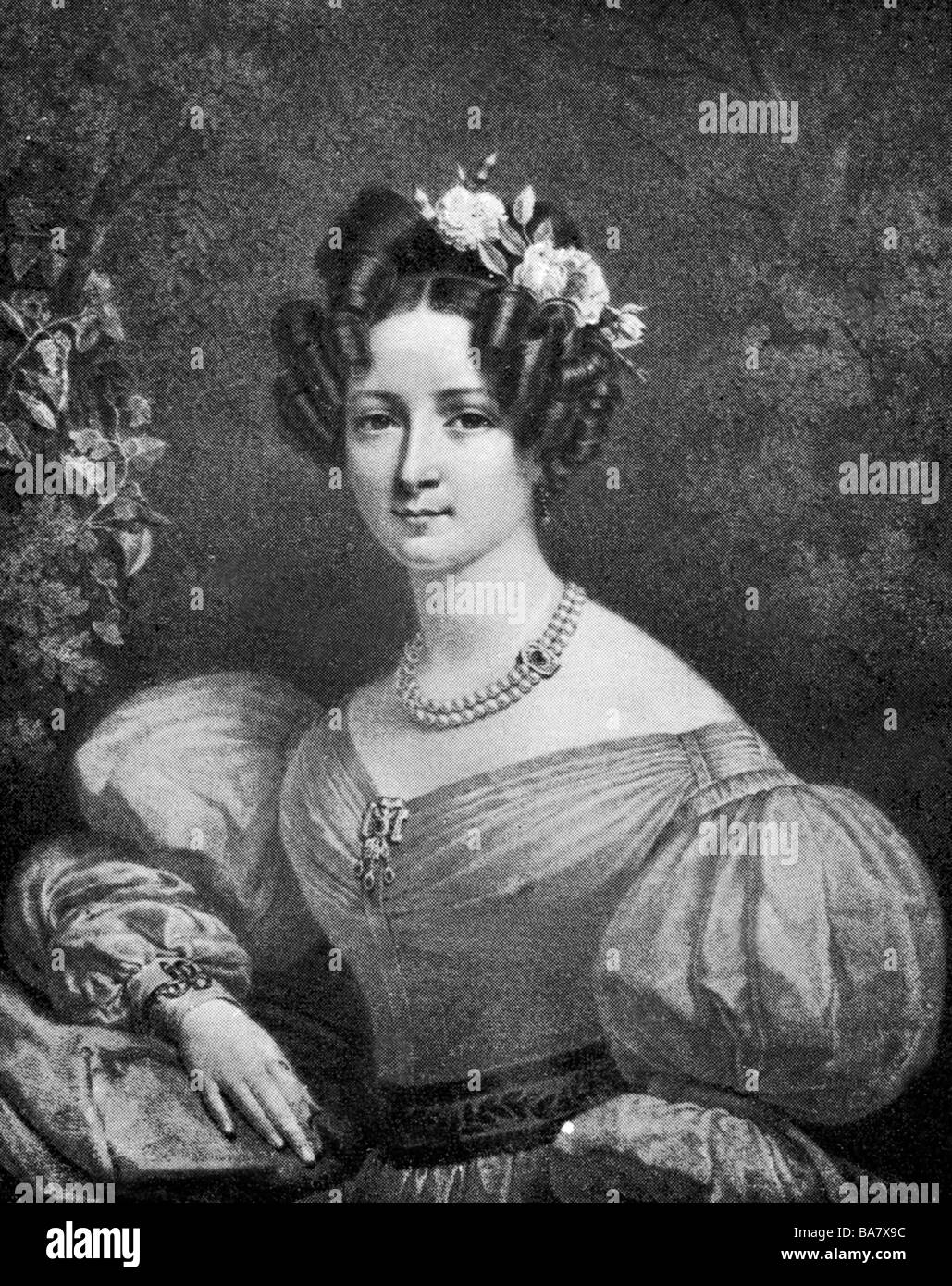 Taglioni, Maria, 23.4.1804 - 2.3.1884, Italian dancer, half length, after a lithograph by Pierre Vigneron, 19th century, Stock Photo