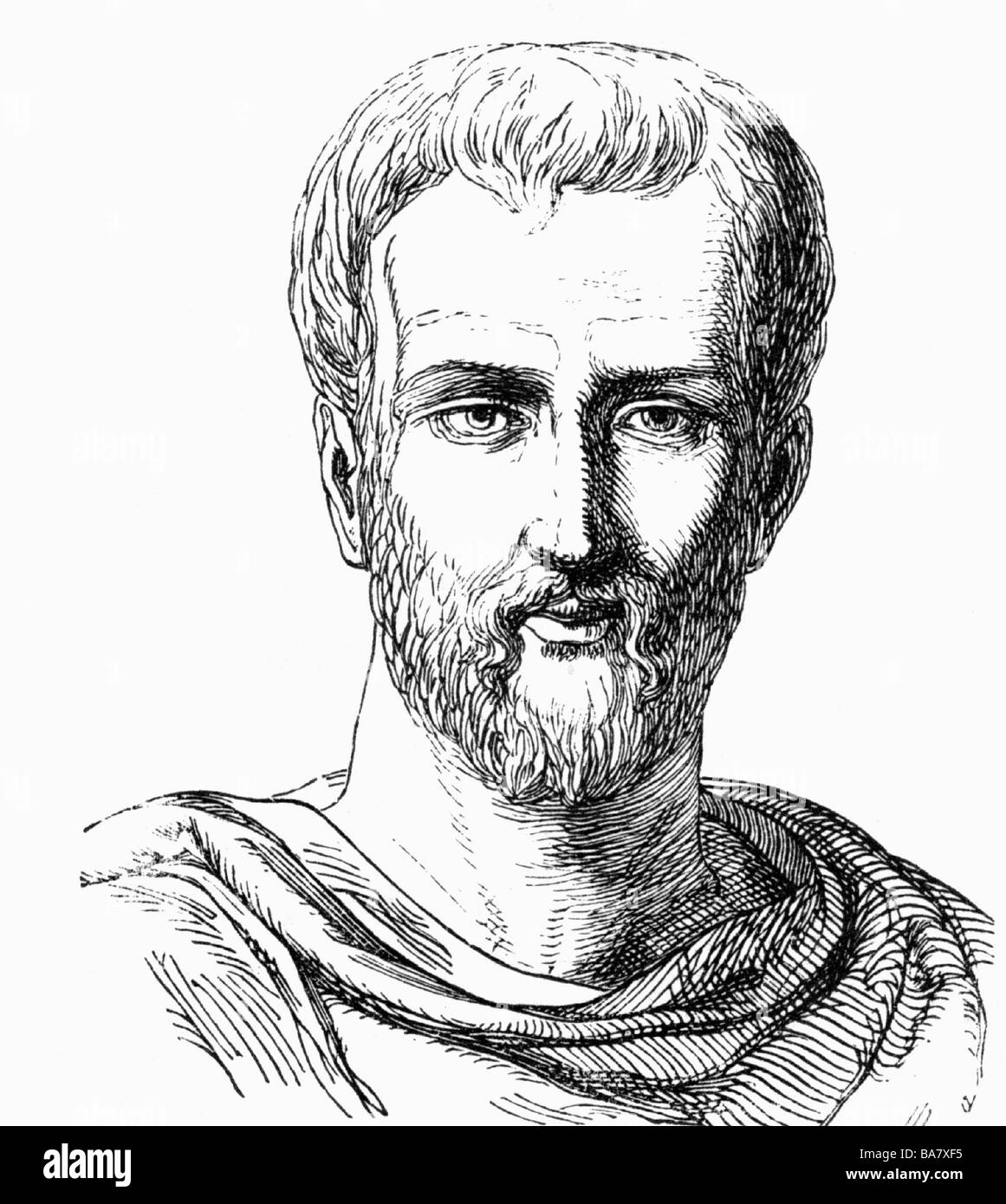 Plautus, Titus Maccius, circa 254 - 184 BC, Roman author / writer, portrait, wood engraving, 19th century, , Stock Photo