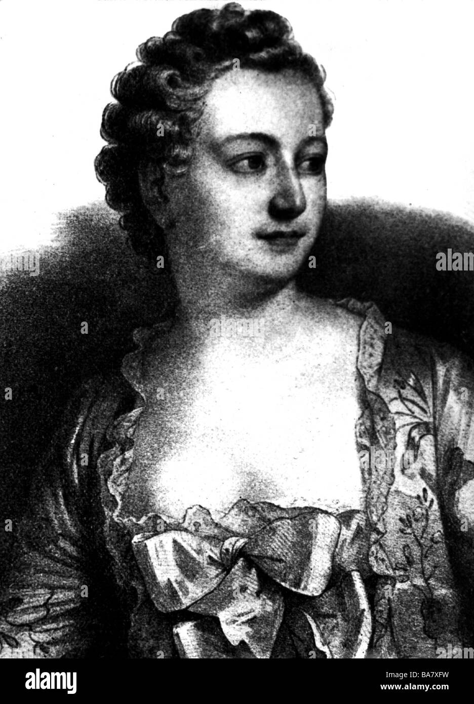 Pompadour, Jeanne Antoinette Poisson Marquise de, 29.12. 1721 - 15.4.1764, portrait, lithograph after contemporary image, Stock Photo