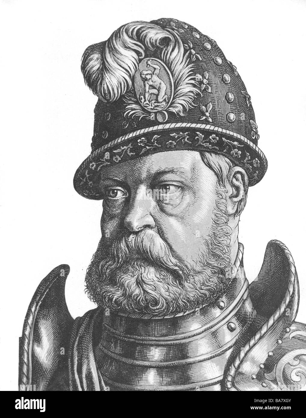 Joachim II Hector, 9.1.1505 - 3.1.1571, Elector of Brandenburg 1535 - 1571, portrait, engraving, 19th century, Stock Photo