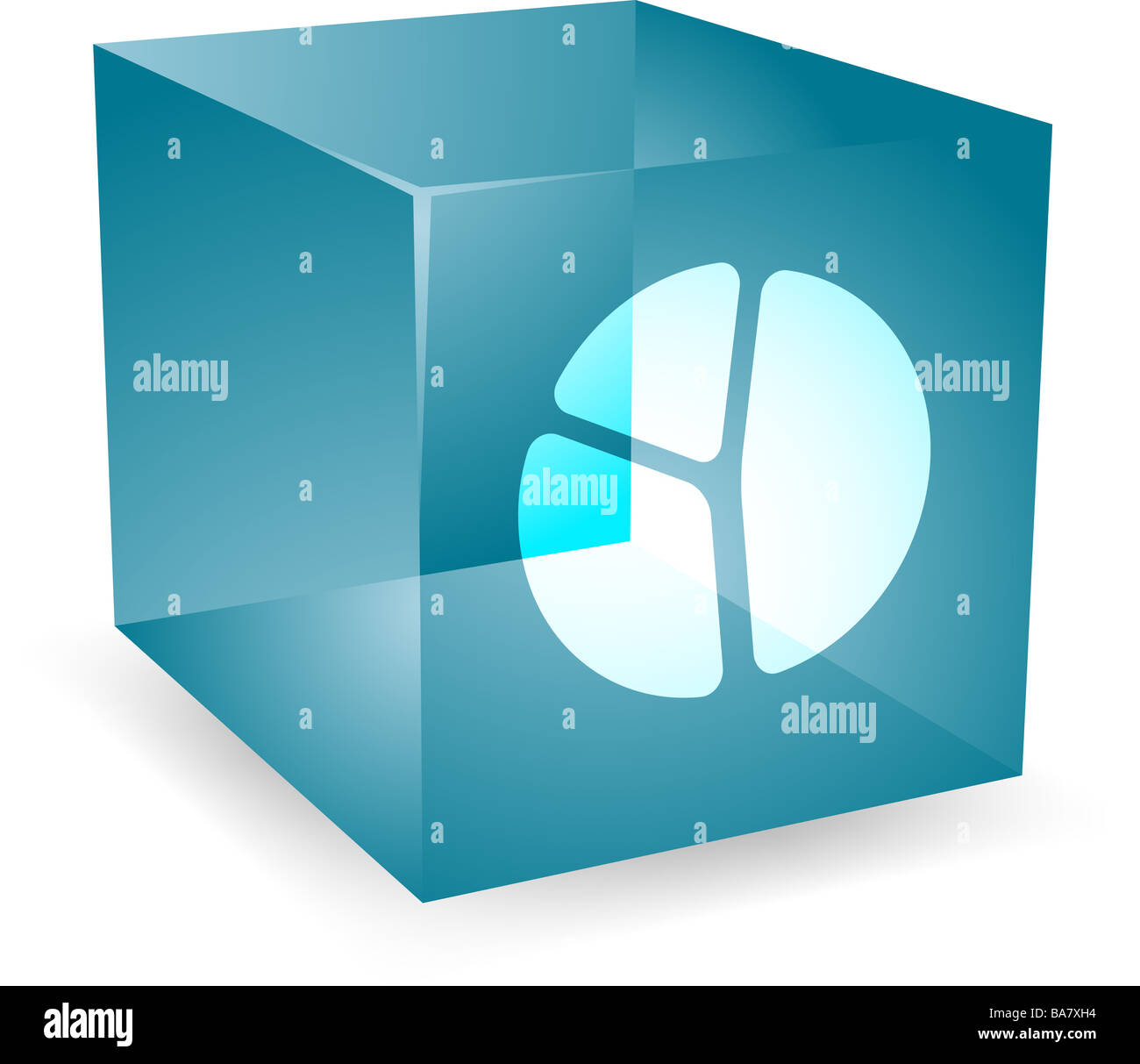 icon on translucent cube shape illustration Stock Photo - Alamy