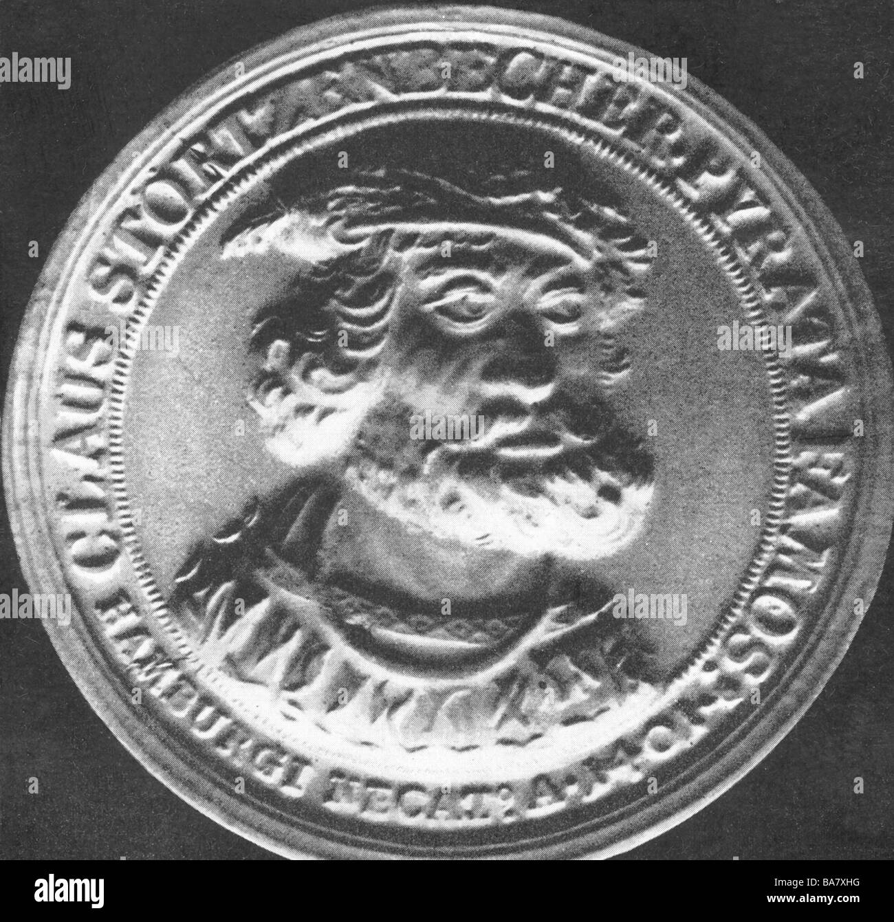 Stoertebeker, Klaus, circa 1370 - 20.10.1401, German pirate, votive medal, on behalf of the city of Hamburg, circa 1700, Stock Photo