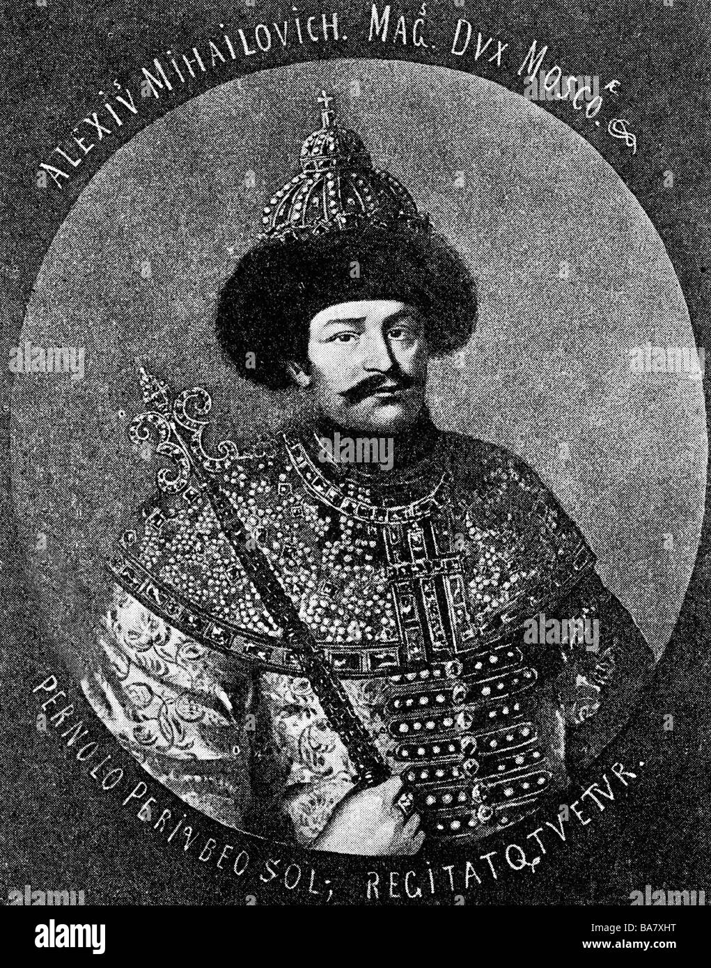 Aleksandr Mikhailovich, 10. (19.)3.1629 - 20.(30.)1.1676, emperor of Russia since 16.7.1645, half length, after painting, Romanov gallery, St. Petersburg, Artist's Copyright has not to be cleared Stock Photo