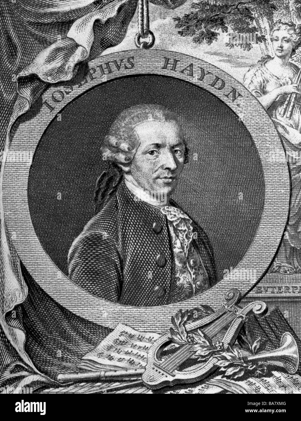 Haydn, Joseph, 31.3.1732 - 31.5.1809, Austrian composer, portrait, copper engraving by Johann Ernst Manfeld, 1787, , Artist's Copyright has not to be cleared Stock Photo