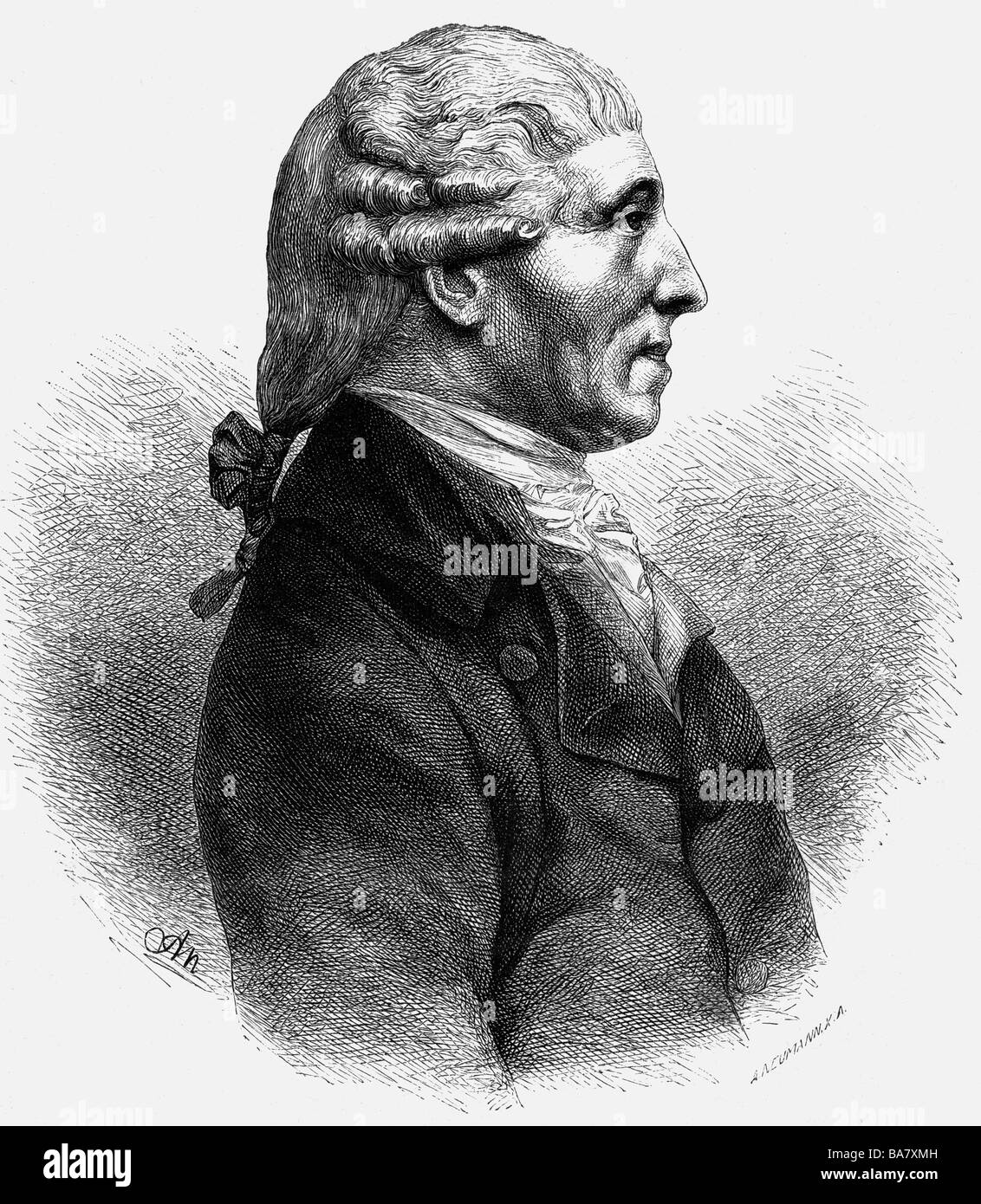 Haydn, Joseph, 31.3.1732 - 31.5.1809, Austrian composer, portrait, wood engraving by Adolf Neumann, 19th century, , Stock Photo
