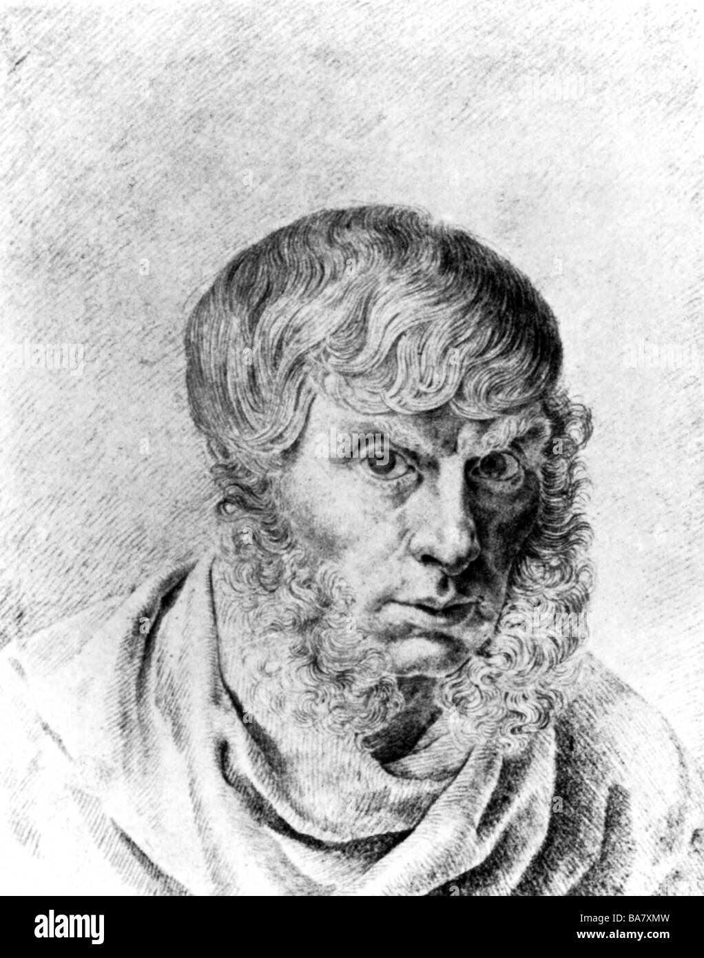 Friedrich, Caspar David, 5.9.1774 - 7.5.1840, German painter, self portrait, chalk drawing, 1810, , Artist's Copyright has not to be cleared Stock Photo