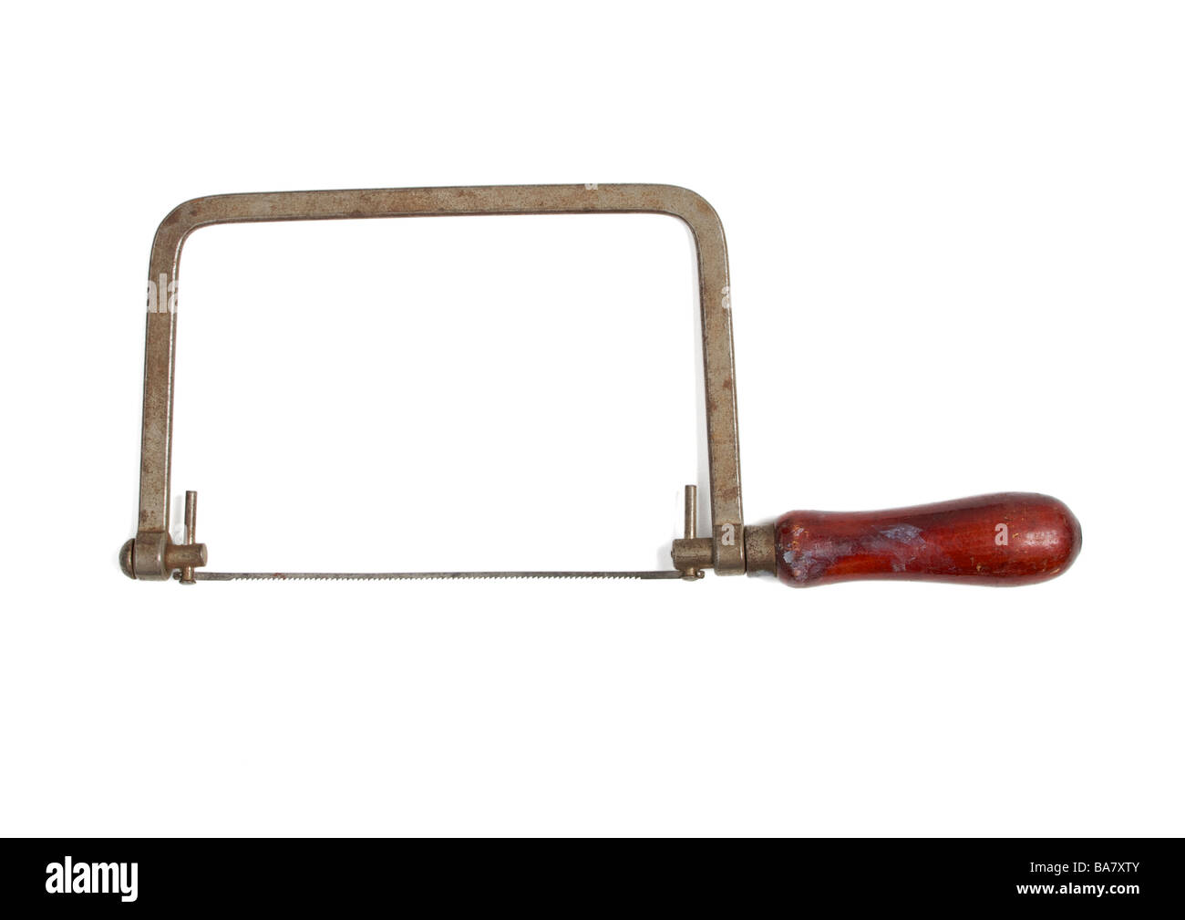 Old coping saw on white background Stock Photo