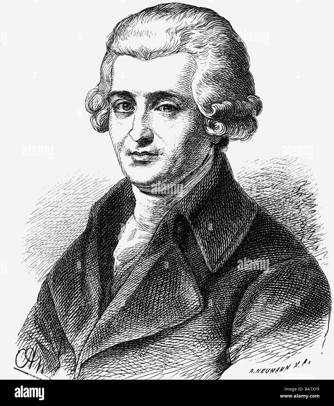 Haydn, Joseph, 31.3.1732 - 31.5.1809, Austrian composer, portrait, wood engraving by Adolf Neumann, 19th century, , Stock Photo