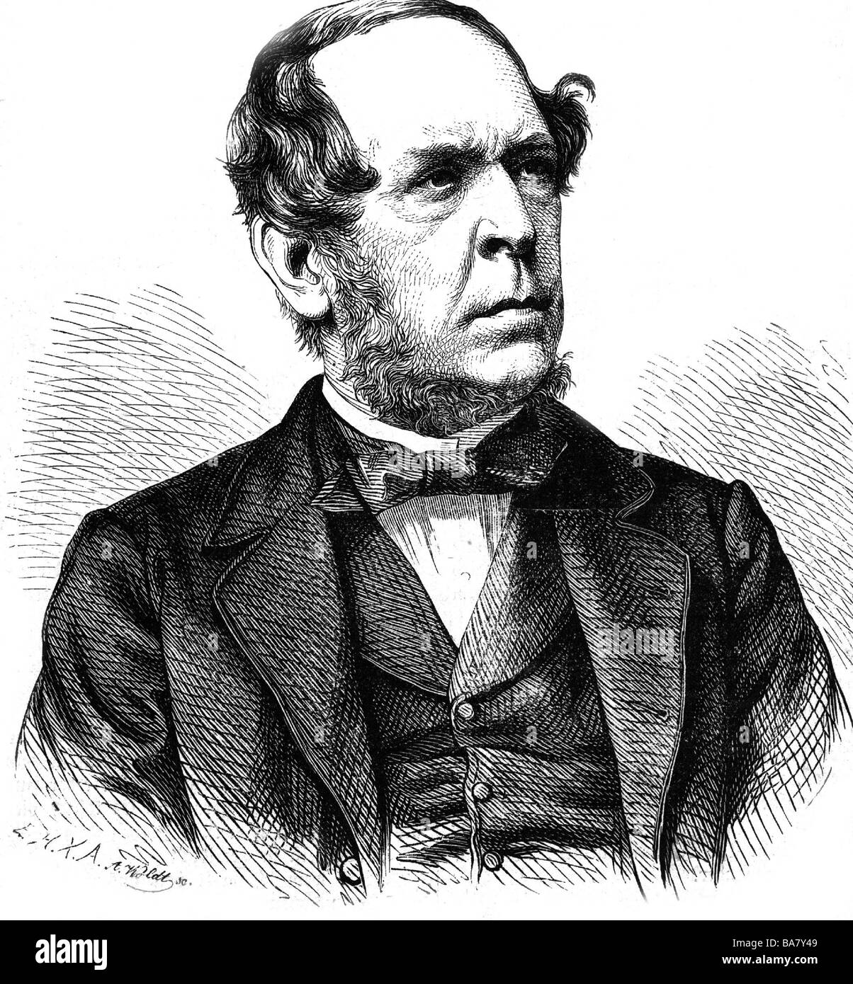 Halm, Friedrich, 2.4.1806 - 22.5.1871, Austrian author/writer (dramatist and novelist), portrait, wood engraving, 19th century, Stock Photo