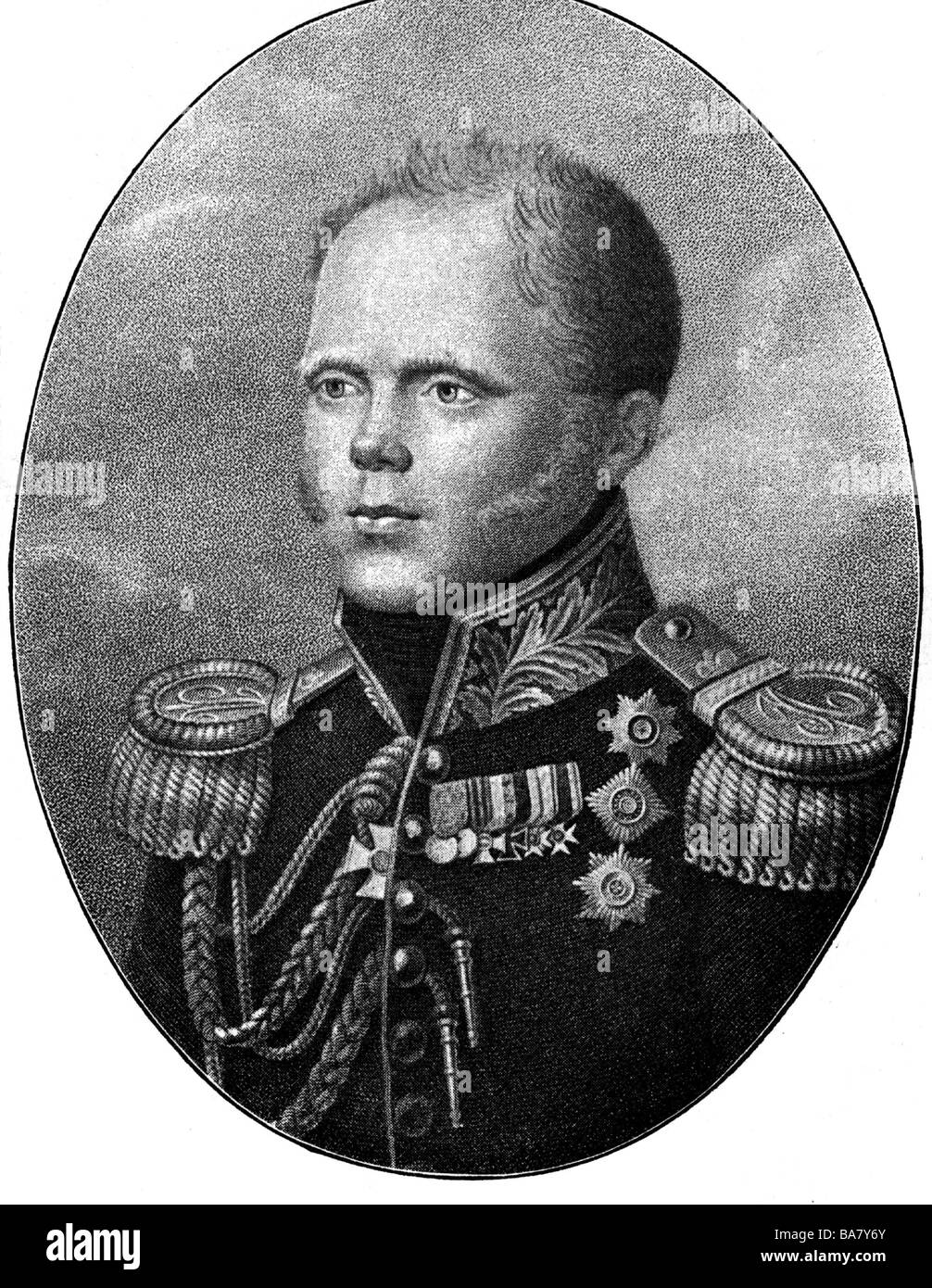 Constantine Pavlovich, 8.5.1779 - 27.6.1831, Grand Duke of Russia, portrait, engraving by H. Benenr, 19th century, , Stock Photo