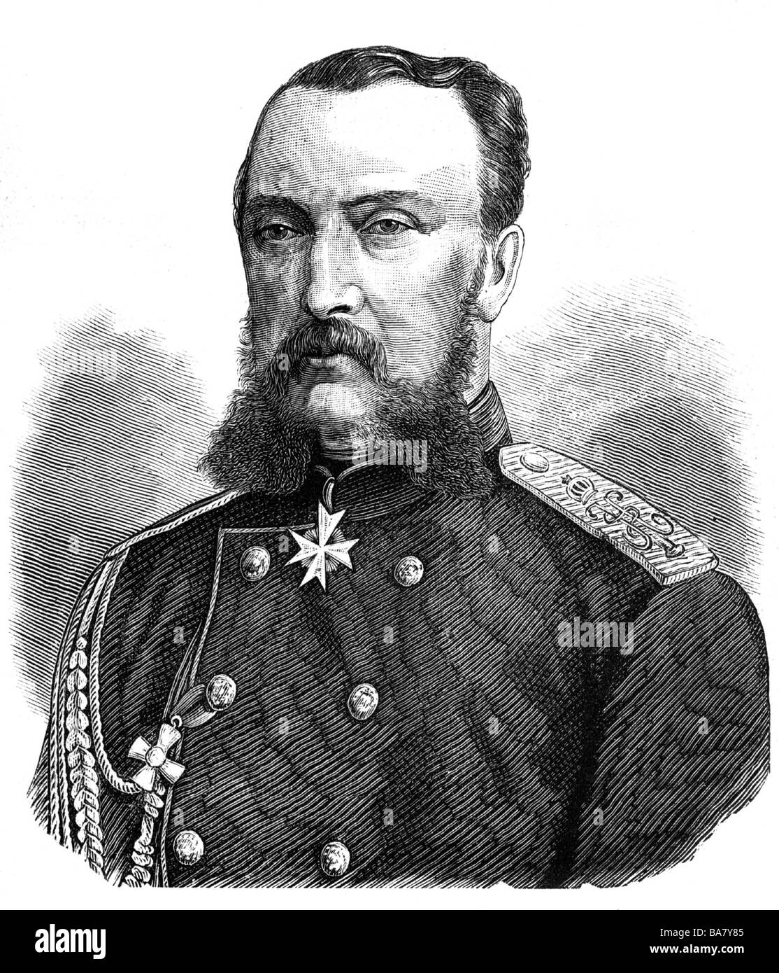 Nicholas Nikolaevich, 8.8.1831 - 25.4.1891, Grand Duke of Russia, Russian General, portrait, wood engraving, circa 1880, , Stock Photo