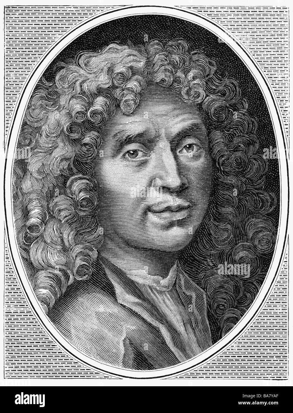 Moliere, 15.1.1622 - 17.2.1673, French author / writer, portrait, wood engraving, 19th century, , Stock Photo