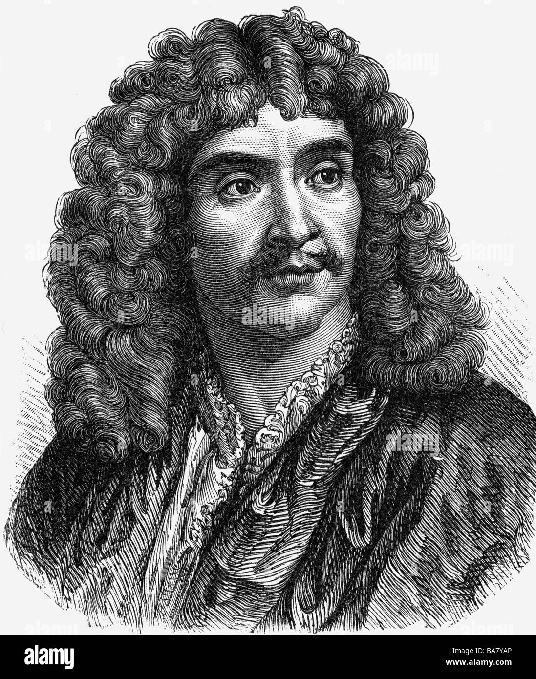 Moliere, 15.1.1622 - 17.2.1673, French author / writer, portrait, wood engraving, 19th century, , Stock Photo