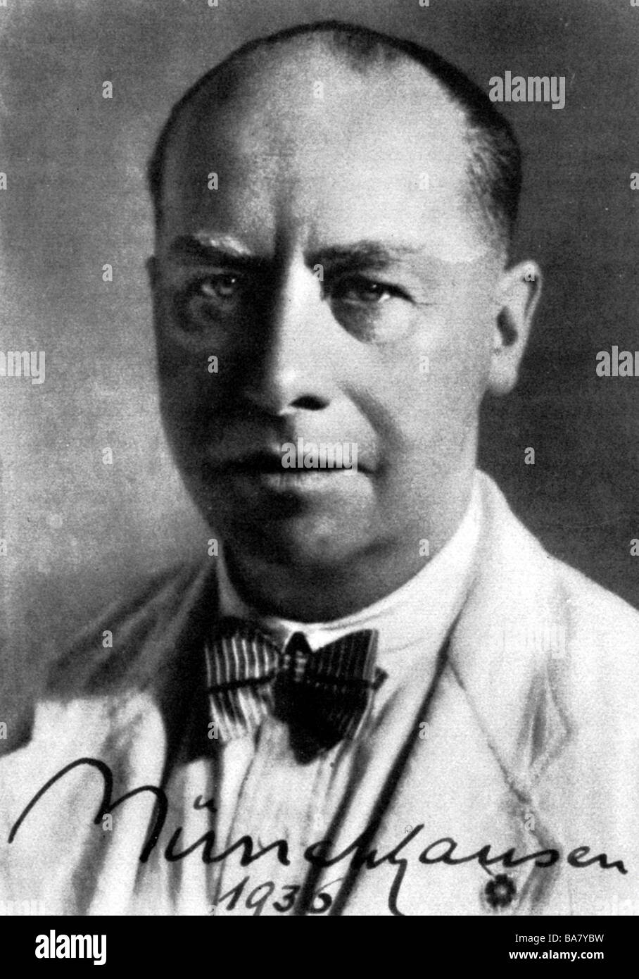 Münchhausen, Börries Freiherr von, 20.3.1874 - 16.3.1945, German author / writer (poet), portrait, 1936, Stock Photo