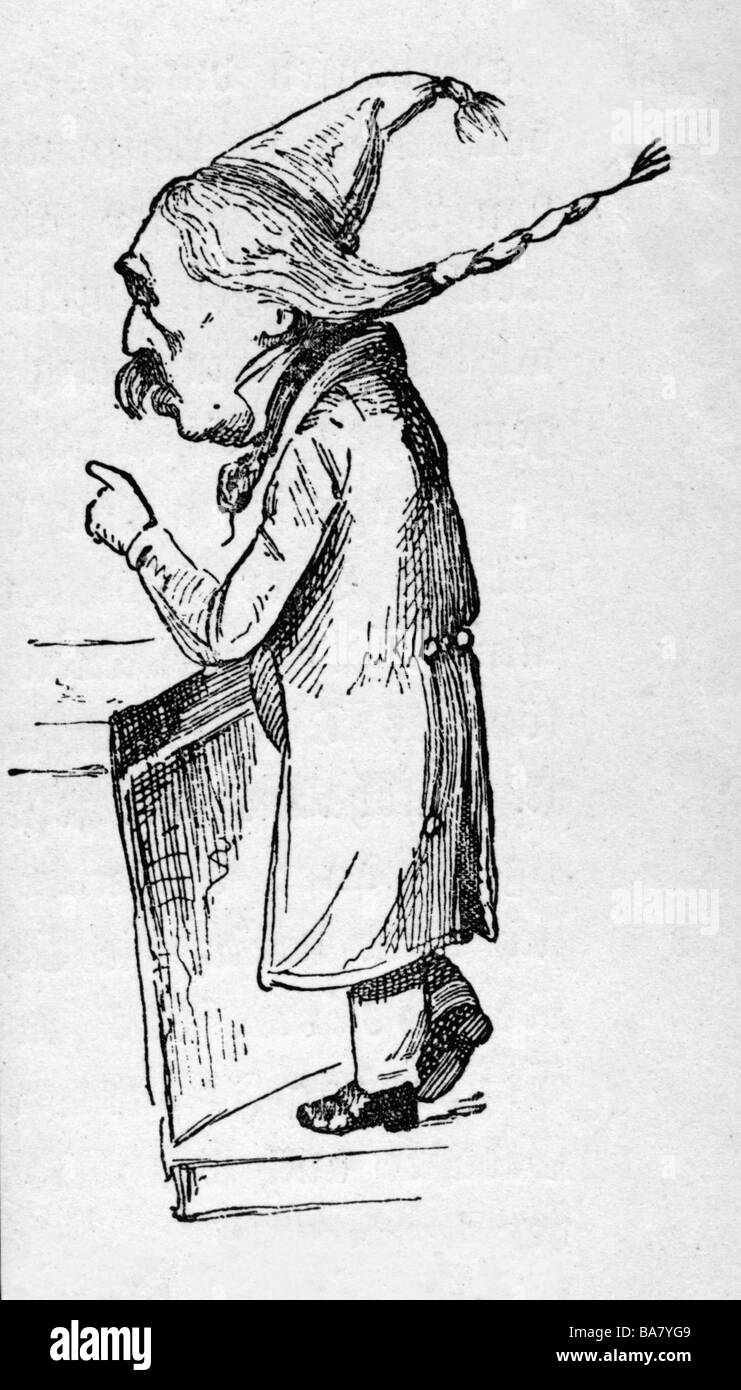 Ruge, Arnold, 13.9.1802 - 31.12.1880, German politician, author / writer, caricature 'Ruge als gelehrter Hanswurst' (Ruge as educated zany), from the Frankfurt Parliament, 1848, Stock Photo