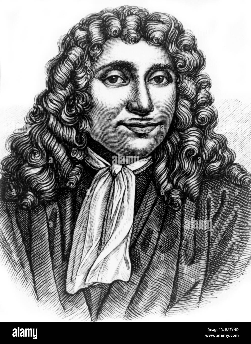 Leeuwenhoek, Antonie van, 24.10.1632 - 27.8.1723, Dutch scientist, portrait, wood engraving, 19th century, after painting by Jan Verkolje, 17th century, Artist's Copyright has not to be cleared Stock Photo
