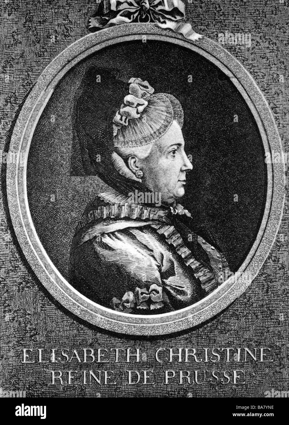 Elisabeth Christine, 8.11.1715 - 13.1.1797, Queen of Prussia, portrait, side view, as widow, copper engraving, circa 1790, Artist's Copyright has not to be cleared Stock Photo