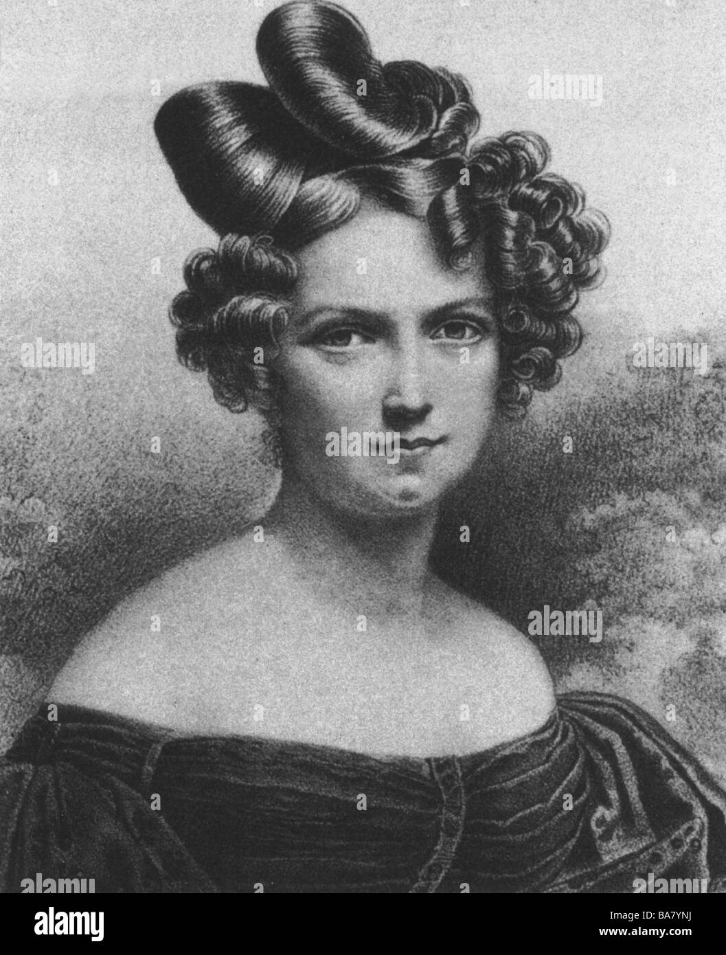 Schroeder-Devrient, Wilhelmine, 6.12.1804 - 26.1.1860, German singer, portrait, lithograph by Engelmann after drawing by Vigneron, 19th century, Stock Photo