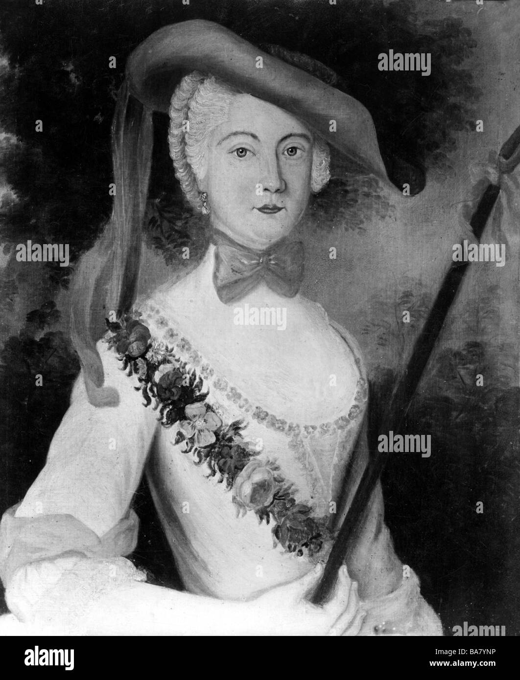 Elisabeth Christine, 8.11.1715 - 13.1.1797, Queen of Prussia, half length, dressed as shepherdess, after self-half length, 1738, Stock Photo
