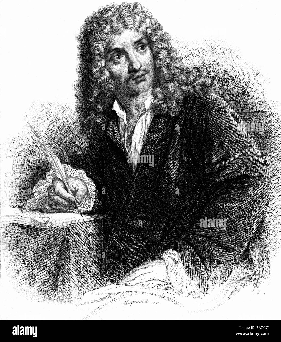Moliere, 15.1.1622 - 17.2.1673, French author/writer and theatre director, half length, after copper engraving by Hopwood, Artist's Copyright has not to be cleared Stock Photo