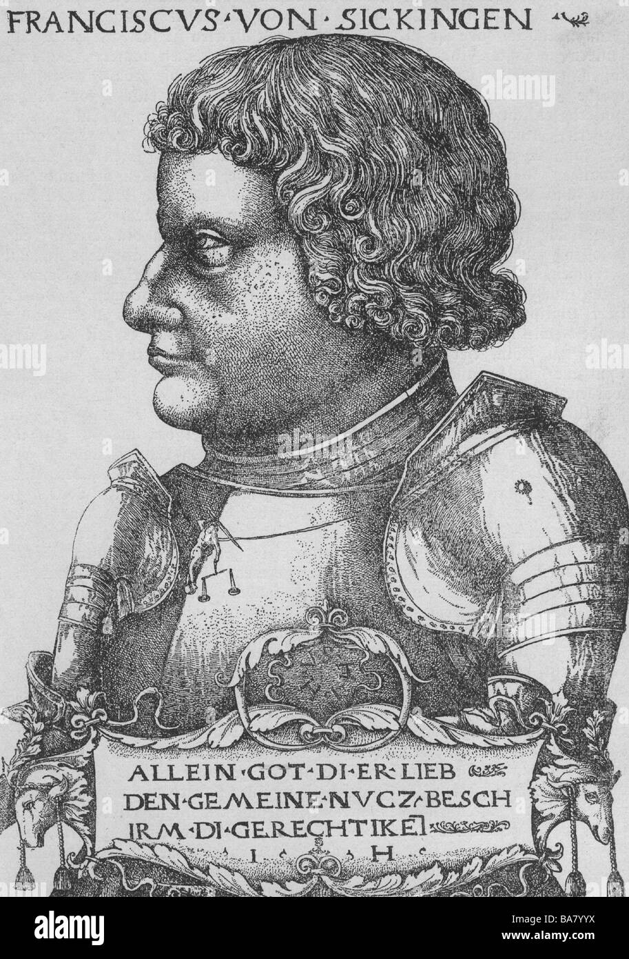 Sickingen, Franz von, 2.3.1481 - 7.5.1523, German knight, portrait, copper engraving by Hieronymus Hopfer, 16th century, , Artist's Copyright has not to be cleared Stock Photo