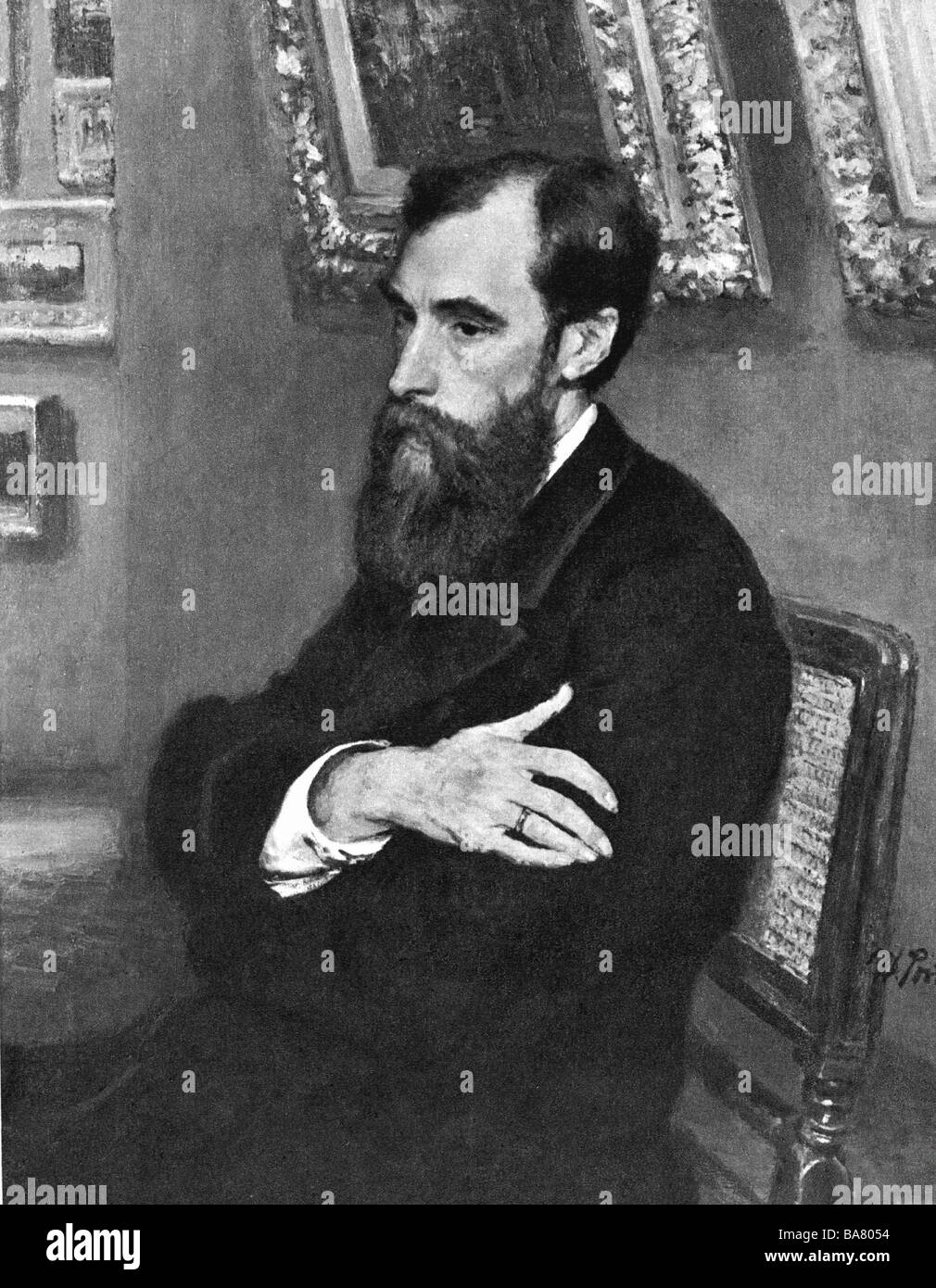 Tretyakov, Pavel Mikhailovich, 27.12.1832 - 16.12.1898, Russian art collector, half length, print after painting by Ilya Repin, 1883, Artist's Copyright has not to be cleared Stock Photo