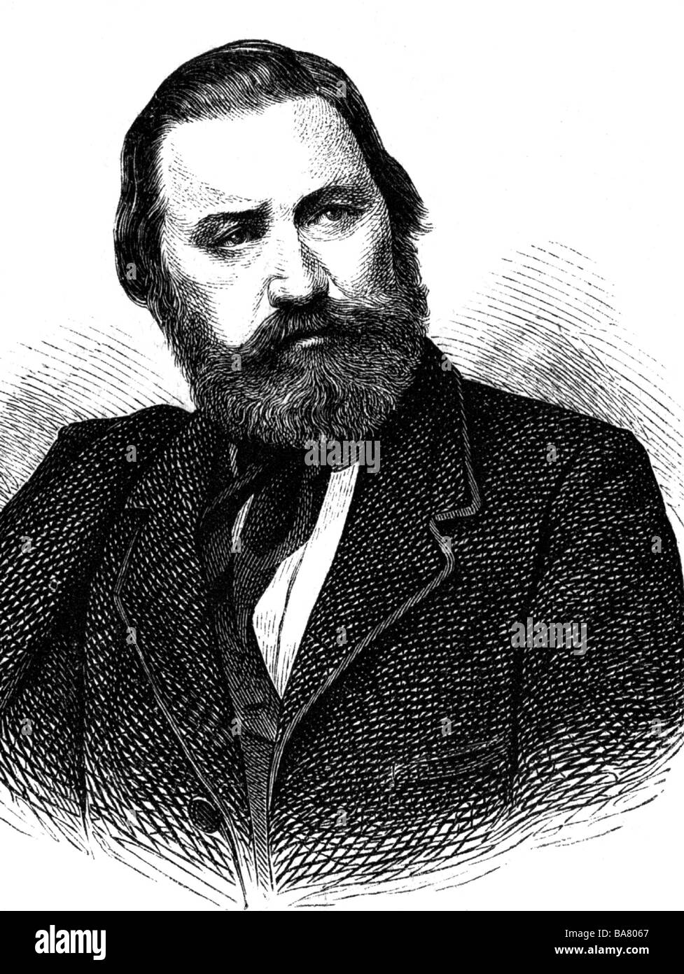 Kurz, Hermann, 30.11.1813 - 10.10.1873, German author / writer, portrait, wood engraving, 19th century, Stock Photo