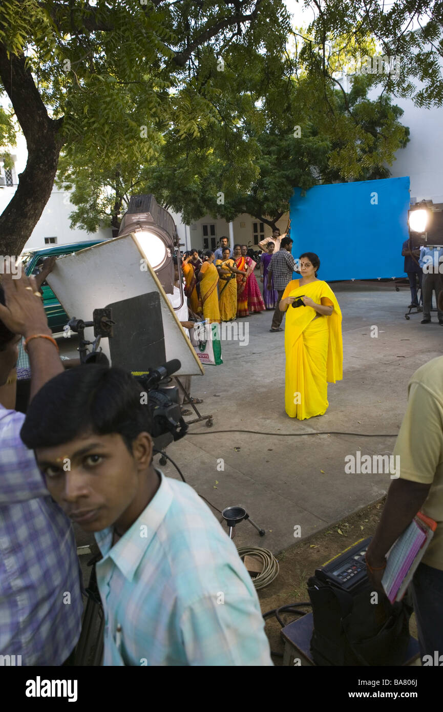 India Tamil Nadu Chennai AVM studios filmproduction woman Sari no